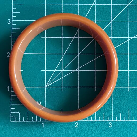 Chunky Bangle Bakelite Bracelet Caramel Butterscotch Orange Plastic - Picture 8 of 9